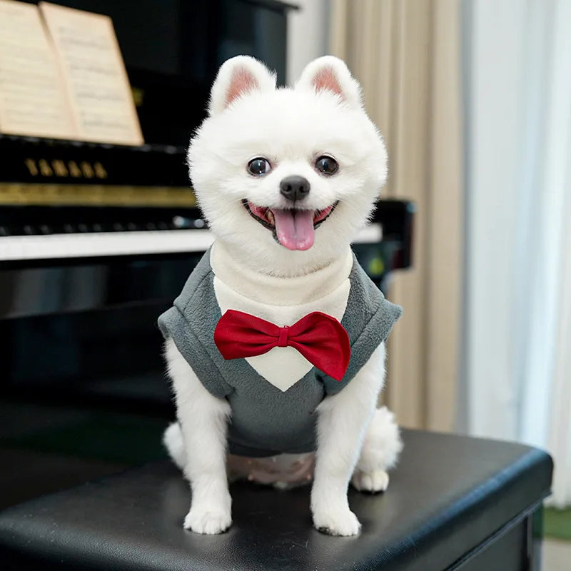 Elegant Pet Tuxedo for Small Dogs Cats Wedding Party Suit with Bow Tie Formal Outfit Dog Clothes Costume