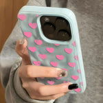 Pink Heart Texture Case for iPhone 17 16 15 14 13 12 11 Pro Max Plus Colour