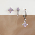 3PCS Fashion Stainless Steel Flower Small Hoop Earrings Set 18K Gold
