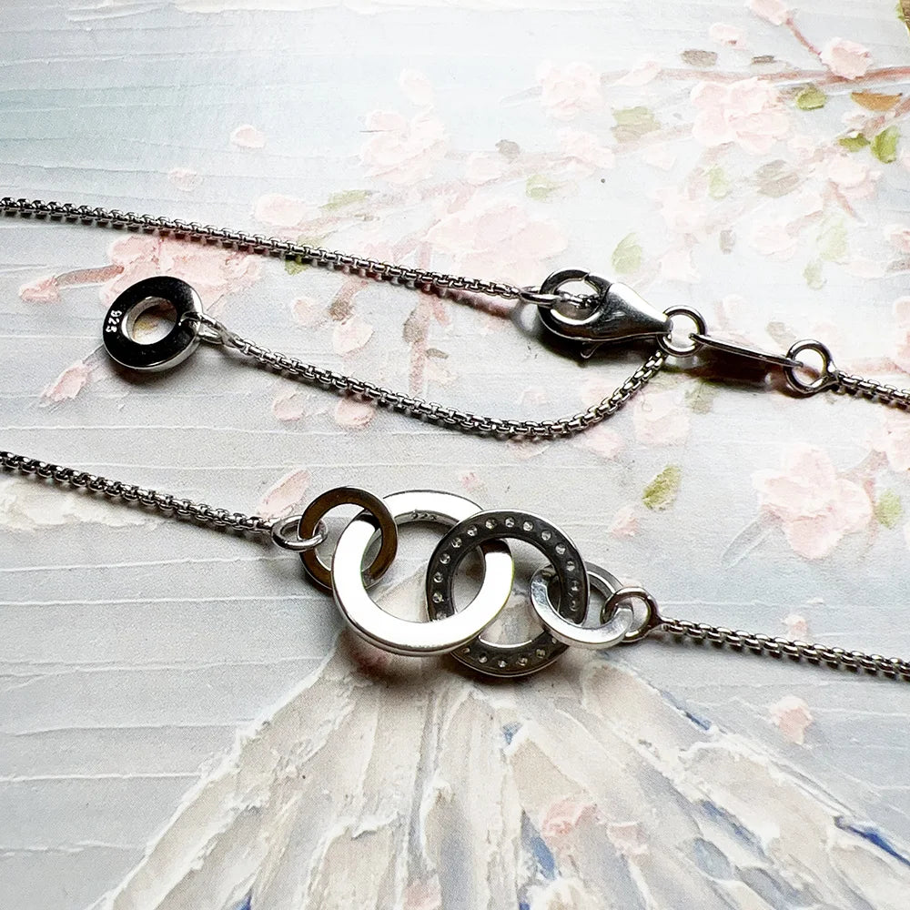 Forever Together Link Chain Necklace 925 Sterling Silver Romantic Love Gift