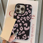 Pink Leopard Print Lychee Case for iPhone 17 16 15 14 13 Pro Max