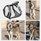 Classic Checkerboard Pattern No-Pull Dog Harness for Medium Large Dogs, Adjustable Padded Vest for Walking, Training, Reflective