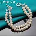 Natural Freshwater Pearl Chain Bracelet 20cm 925 Sterling Silver Wedding Gift
