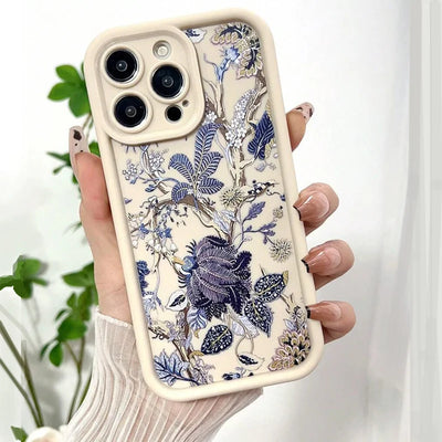 Summer Leaf Pattern Case for iPhone 16 15 14 13 12 11 Pro Max XR XS 7 8 SE