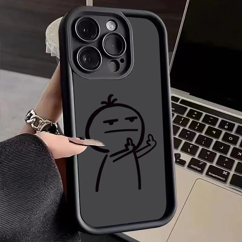 Cartoon Fun Stickman Case for iPhone 17 16 15 14 13 12 11 Pro Max XR XS SE2