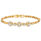 Pave Cubic Zirconia Chain Bracelet for Women, Simple Gold Plated Dainty Jewelry Gift