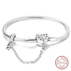 925 Sterling Silver Forever Love Peach Heart Bracelets Star Moon Airplane Earth Bracelets For Women Fit DIY Charms Party Jewelry