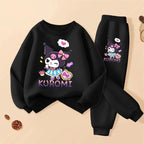 Sanrio Kuromi Girls Spring Autumn Clothing Set Breathable Thin Tracksuit