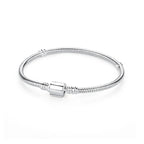 Original 925 Sterling Silver Bracelets Bangles Love Heart Clip Charms Beads Snake Chains For Women Rose Gold DIY Luxury Jewelry