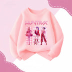 K-pop Girls Casual Sweatshirt O-Neck Long Sleeve Cartoon Print Pullover