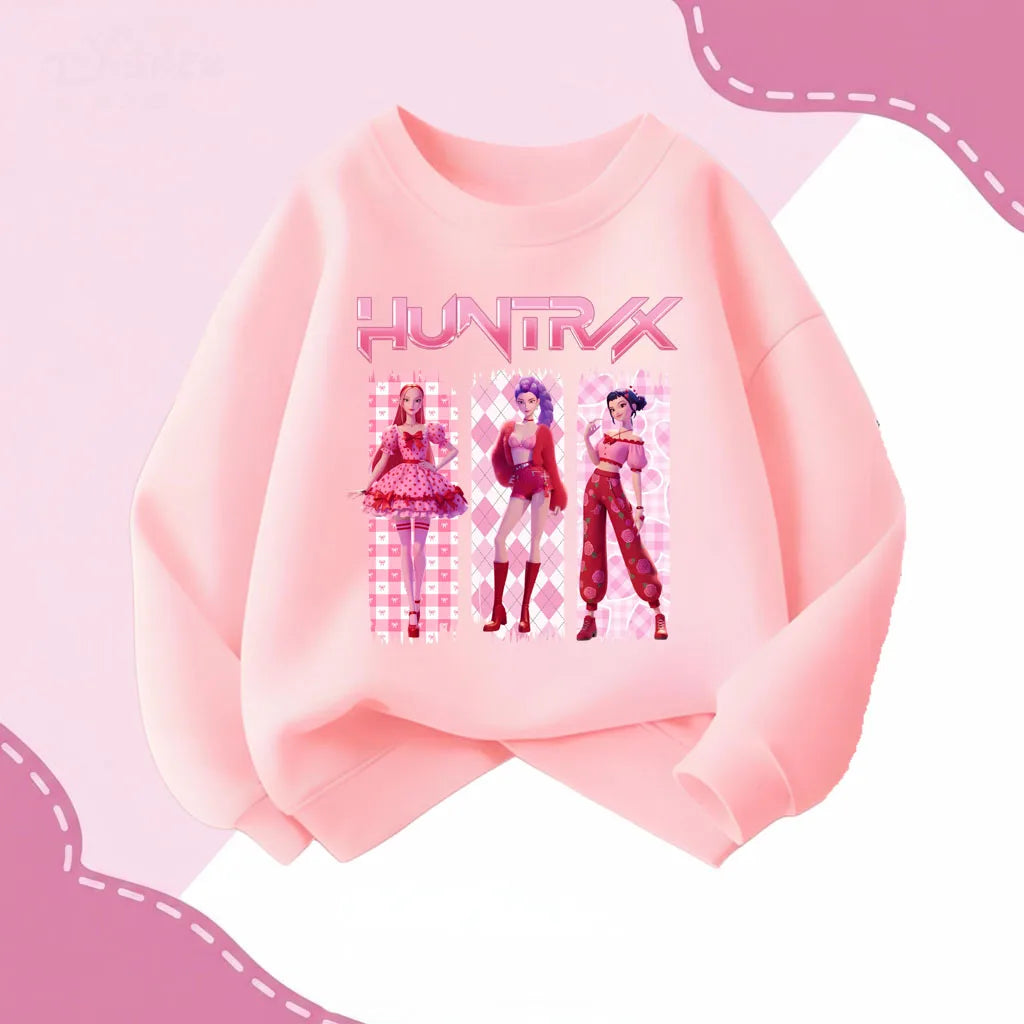 K-pop Girls Casual Sweatshirt O-Neck Long Sleeve Cartoon Print Pullover