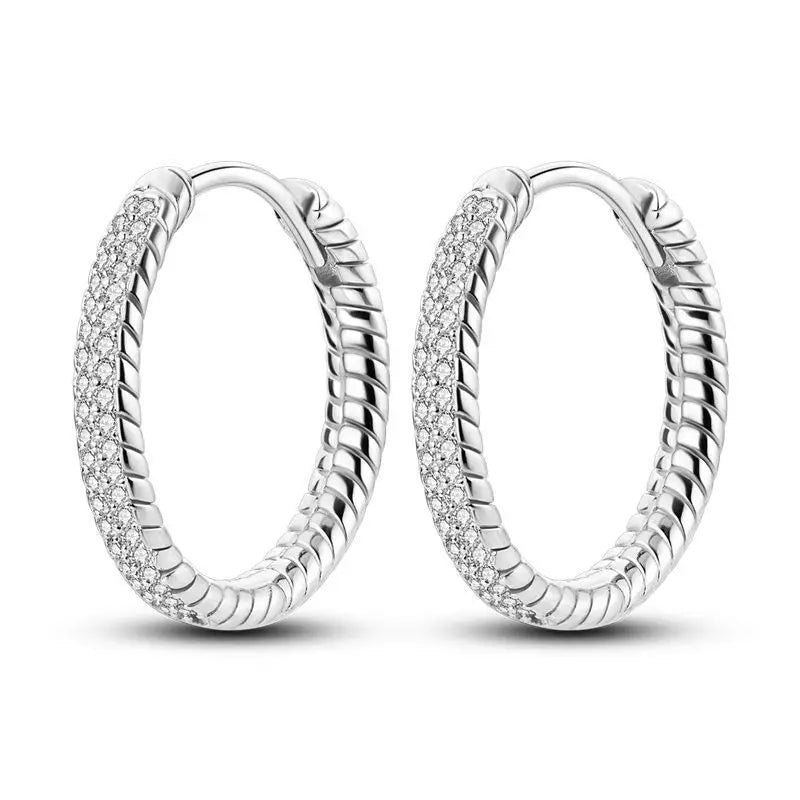 925 Sterling Silver Minimalist Designed Hoop Earrings Fine Birthday Gift