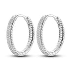 925 Sterling Silver Minimalist Designed Hoop Earrings Fine Birthday Gift