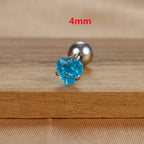 1PC Fashion Zircon Heart Helix Tragus Piercing Stud Earrings Steel