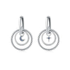 925 Sterling Silver Crystal Circular Eardrops Fashion Versatile Drop Earrings