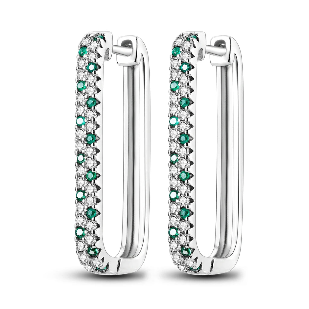 925 Sterling Silver Minimalist Blue Zircon Hoop Earrings Anniversary Gift