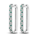 925 Sterling Silver Minimalist Blue Zircon Hoop Earrings Anniversary Gift