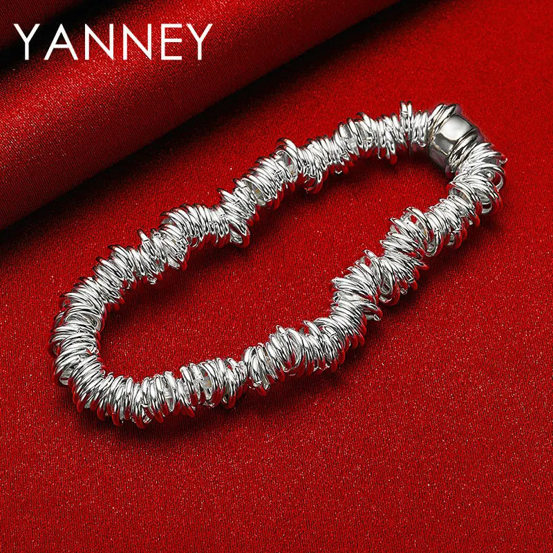 925 Sterling Silver Multi Loop Bracelet Women Hip Hop Party Jewellery Gift