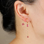 3PCS New Trend Stainless Steel Square Long Piercing Earring Set