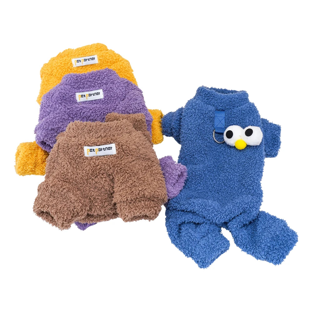 Plush Fleece Dog Winter Overall 4 Legs Full Body Jumpsuit Small Medium Dogs