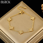 Flower Clover Zircon Stainless Steel Bracelet 2025 Trendy Wrist Chain
