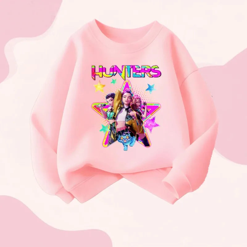 Girls Spring Long Sleeve Casual Sweatshirt O-Neck Breathable Sport Top