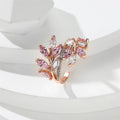Marquise Cut Royal Blue Green Purple Pink Zircon Leaf Rings For Women Rose Gold Color Boho Cocktail Ring Wedding Bands Jewelry