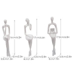 Set of 3 Abstract Figurines Nordic The Thinker Modern Art Sculpture Bookshelf Decor