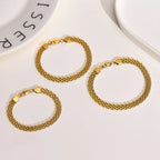 6mm Waterproof Mesh Link Chain Bracelet For Women, 18k Gold Plated Stainless Steel Adjustable, Non Tarnish Jewelry 17cm-21cm