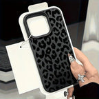 Black Leopard Print Lychee Case for iPhone 17 16 15 14 13 Pro Max