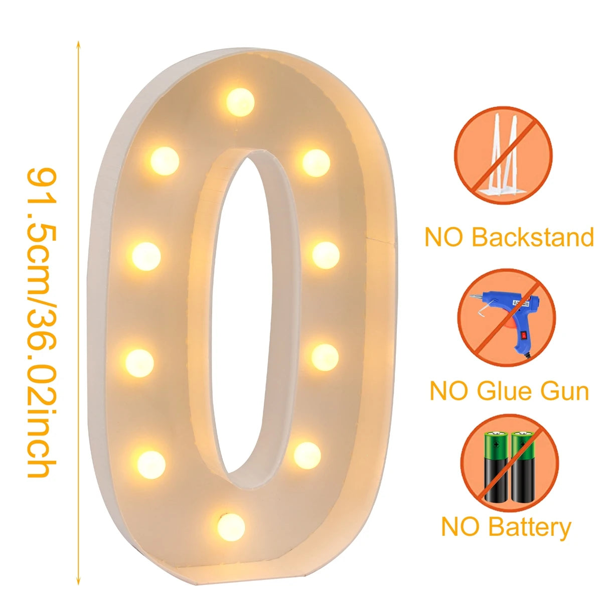 91.5cm Giant LED Light Birthday Number - 1st Birthday, Anniversary, Wedding Decor