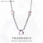 Pink Stone Necklace & Earring Jewellery Set 925 Sterling Silver Romantic Gift