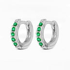 2PCS Stainless Steel Minimal Hoop Earrings Zirconia Small Huggie Thin