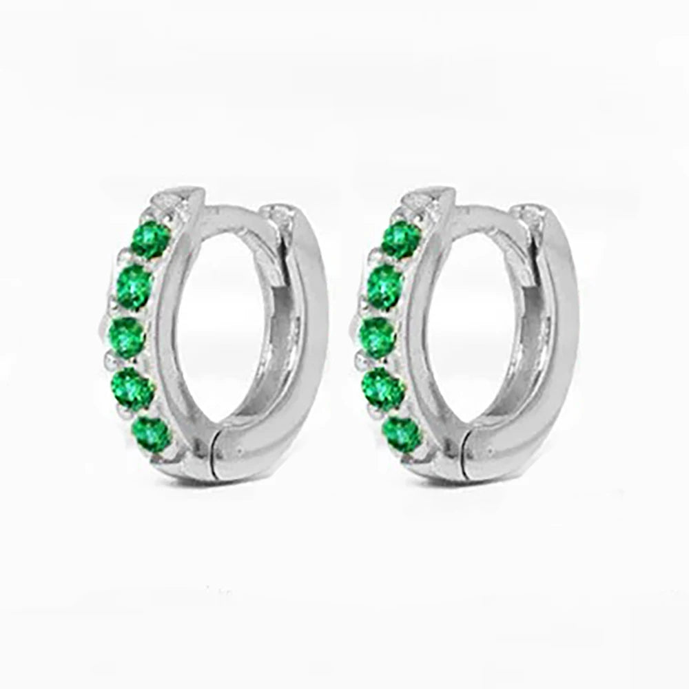2PCS Stainless Steel Minimal Hoop Earrings Zirconia Small Huggie Thin