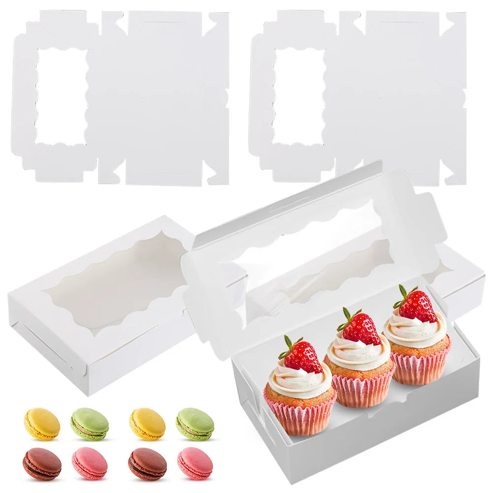 30 Pieces Kraft Bakery Box with Clear Window Cookie Box Bakery Candy Box for Pastry Biscuit Macaron Pie Candy Donuts