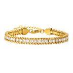 Charms Tennis Bracelet for Women, Cubic Zirconia Chain Bracelet Adjustable,Stainless Steel Miami Link CZ Bangle Gift