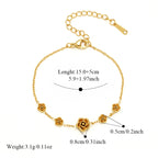 Flower Butterfly Heart Stainless Steel Charm Bracelet Gold Colour