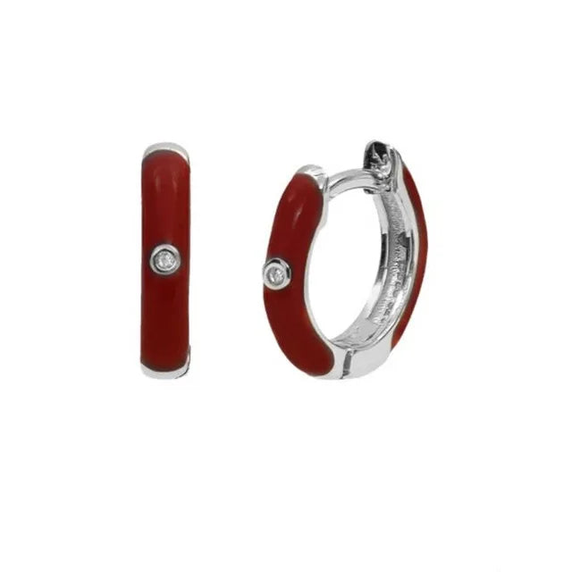 New Stainless Steel Round Hoop Earrings Colourful Crystal Zirconia