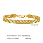 Mesh Link Chain Stainless Steel Bracelet for Women, 3mm/4mm/6mm Gold Plated Italian Chain Wristband Gift Jewelry, Non Tarnis