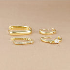 4PCS Luxury Gold Colour U-shaped Earrings Set 18K Gold Plated Huggie