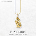 Golden Cat with Star Necklace 925 Sterling Silver Magic Fine Jewellery Gift