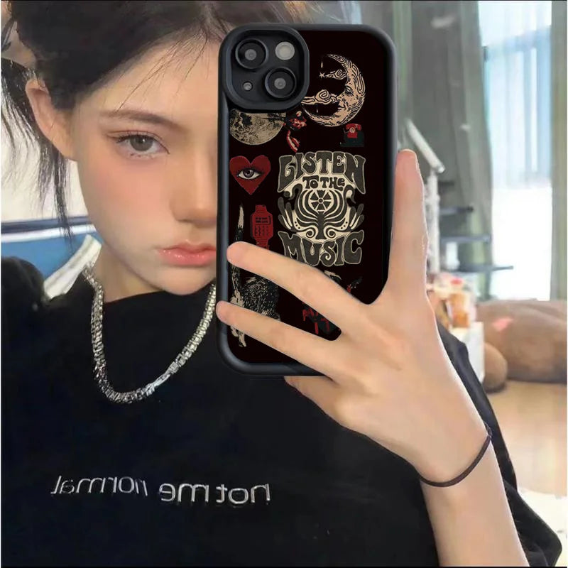 Aesthetic Sun & Moon Case for iPhone 17 16 15 14 13 12 11 Pro Max Plus Soft