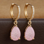 2PCS Simple Stainless Steel Colourful Zirconia Hoop Earrings