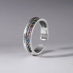 925 Sterling Silver Luxury Jewellery Bilayer Colour Zircon Adjustable Ring Engagement Accessory