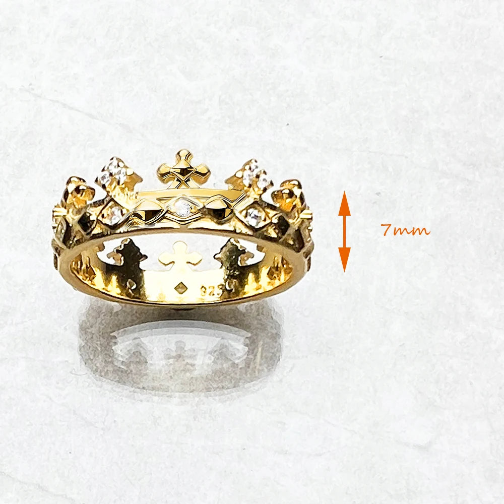 Golden Crown Ring 925 Sterling Silver Summer Classic Fine Jewellery Women