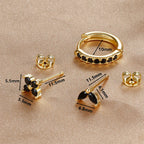 3PCS Stainless Steel Minimalist Huggie Hoop Earrings Green Zircon