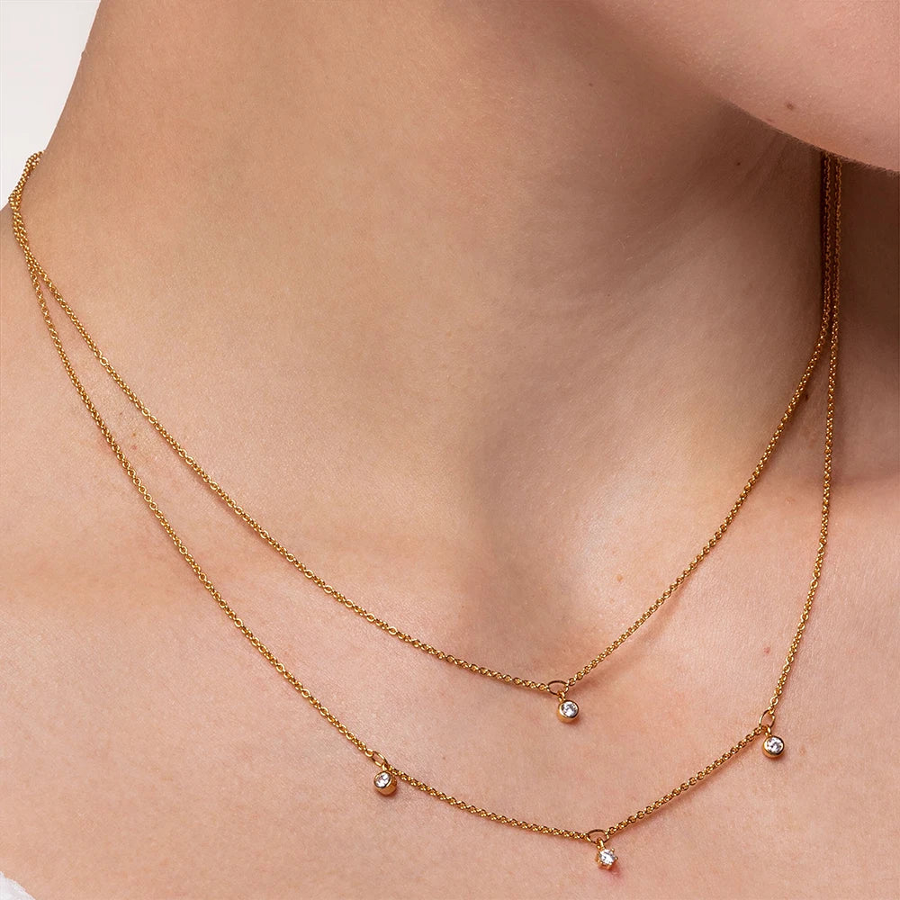 Double Chain Necklace Minimalist 925 Sterling Silver Bohemia Jewellery Gift