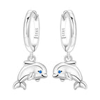 925 Sterling Silver Blue Devil Fish Hoop Earrings Anniversary Jewellery Gift