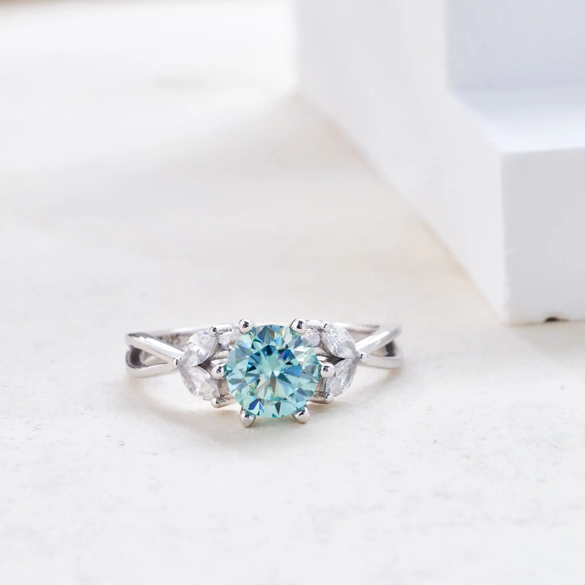 Original 925 Sterling Silver Ring  blue Moissanite Diamonds with Certificate Fine Jewelry Wedding Engagement Rings for Women