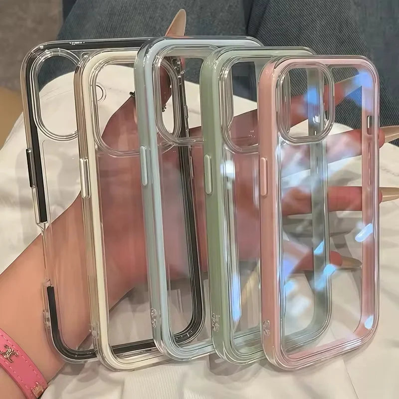 Luxury Clear Colour Frame Case for iPhone 17 16 15 14 13 12 Pro